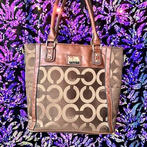 Coach Tan and Brown Signature Tote